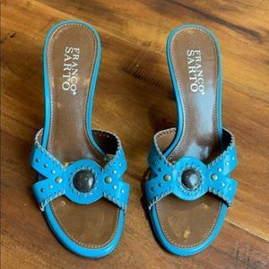 Franco Sarto Teal Studded Slide Heels
